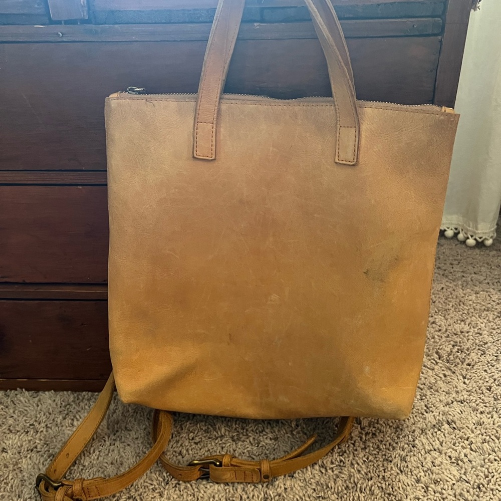 Able Cognac Leather Backpack